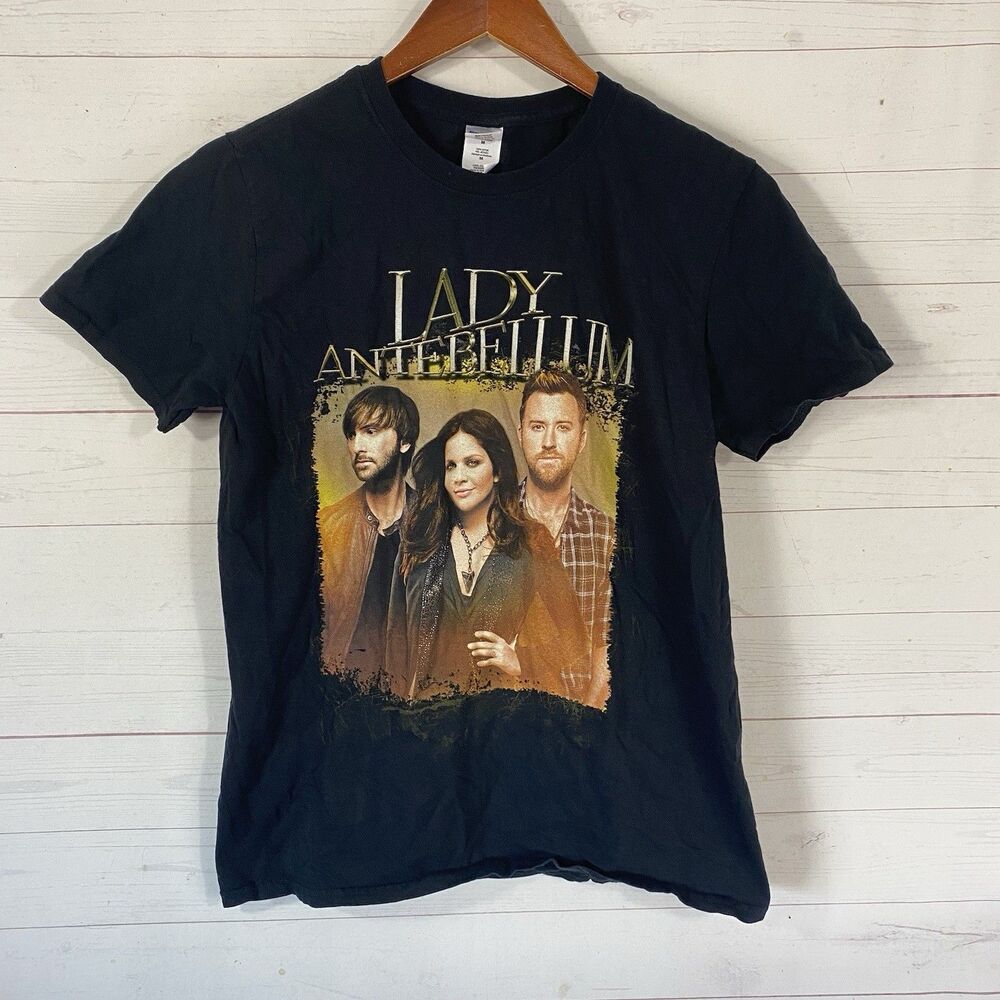 Lady Antebellum Short Sleeve T-Shirt Unisex Medium Black Cotton Crew Neck